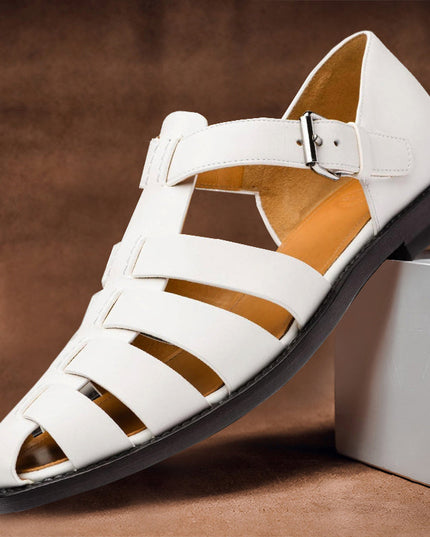 Men’s Sandals with Buckle Strap and Closed Toe