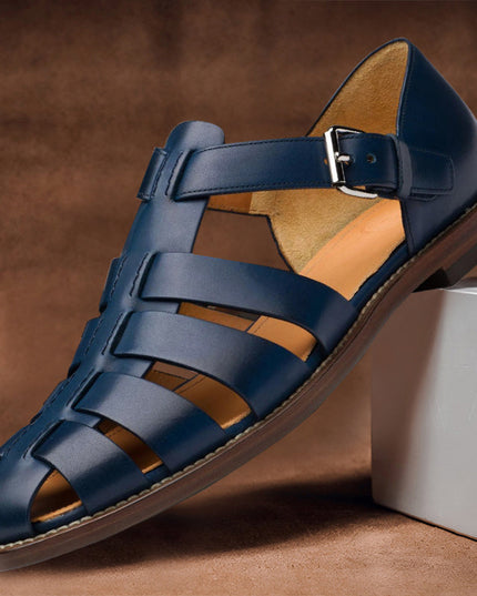 Men’s Sandals with Buckle Strap and Closed Toe