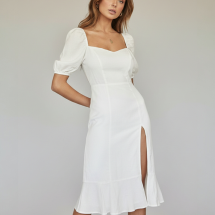 Jenna | Midi Dress with Puff Sleeves