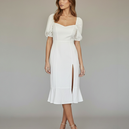 Jenna | Midi Dress with Puff Sleeves