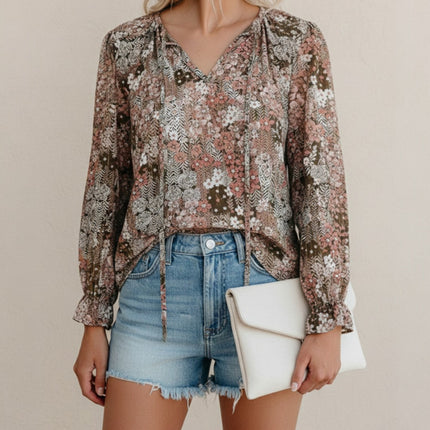 Jessie | Long Sleeve Floral Blouse with V-Neck