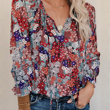 Jessie | Long Sleeve Floral Blouse with V-Neck