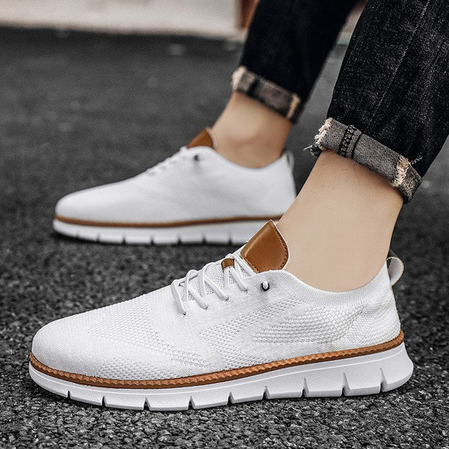 Lace-Up Sneakers – Textured Upper & Contrasting Sole