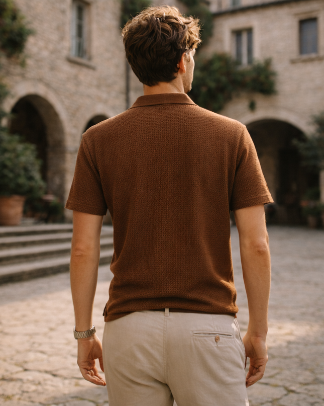 Men’s Textured Knit Polo Shirt