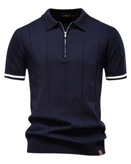Men Zip Collar Knit Polo