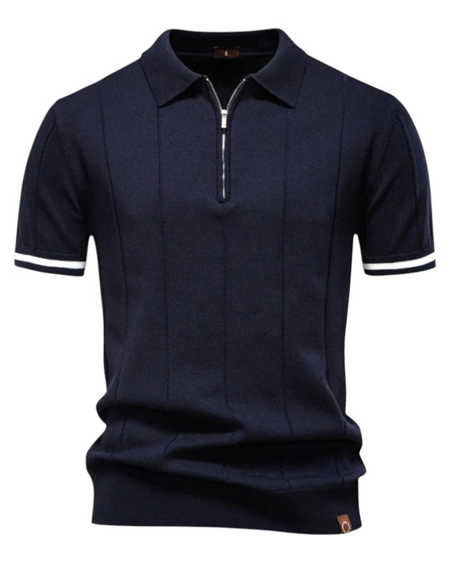 Men Zip Collar Knit Polo
