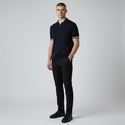 Men Zip Collar Knit Polo