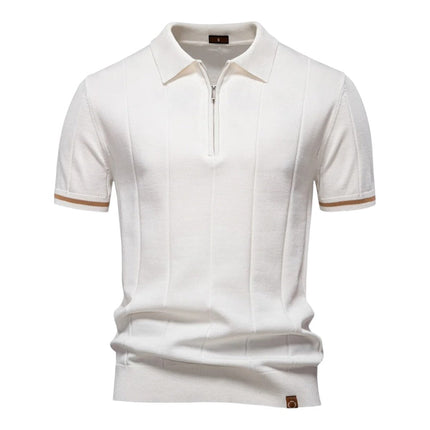 Men Zip Collar Knit Polo