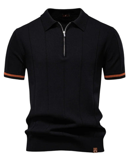 Men Zip Collar Knit Polo