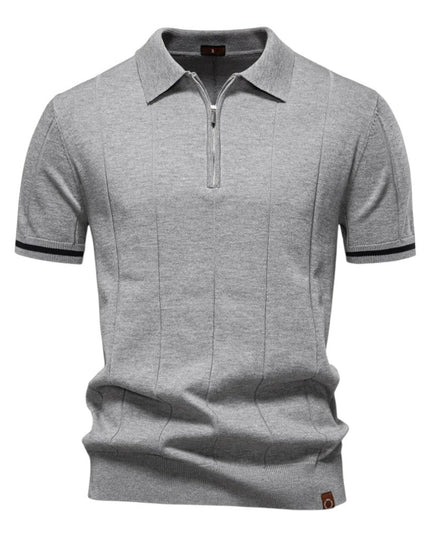 Men Zip Collar Knit Polo