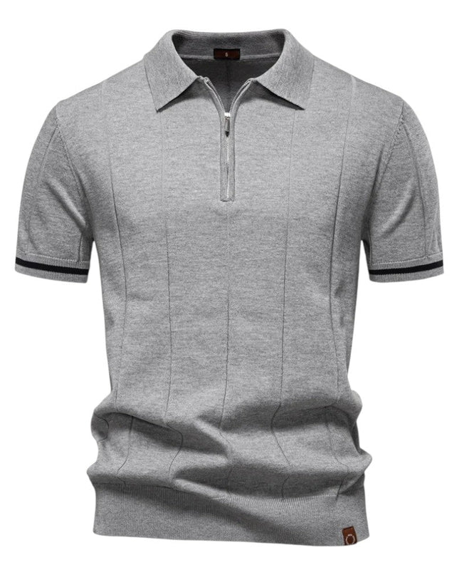 Men Zip Collar Knit Polo