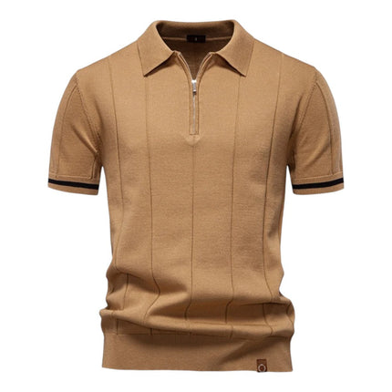 Men Zip Collar Knit Polo