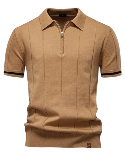 Men Zip Collar Knit Polo