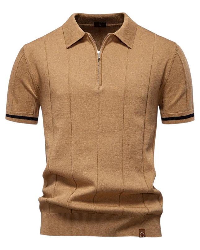 Men Zip Collar Knit Polo
