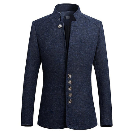 Men’s Stand Collar Button-Front Blazer