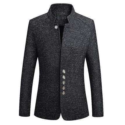 Men’s Stand Collar Button-Front Blazer