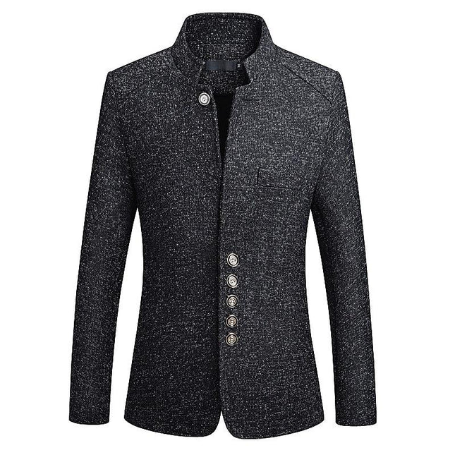 Men’s Stand Collar Button-Front Blazer