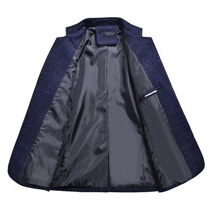 Men’s Stand Collar Button-Front Blazer