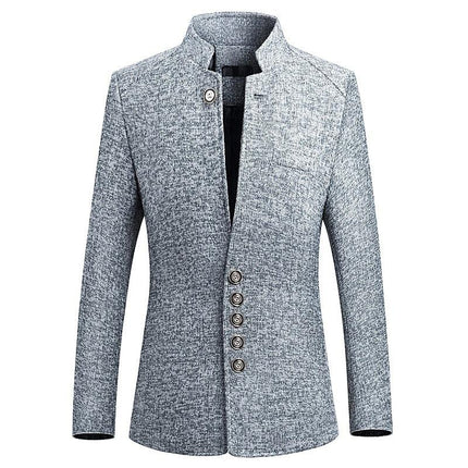Men’s Stand Collar Button-Front Blazer