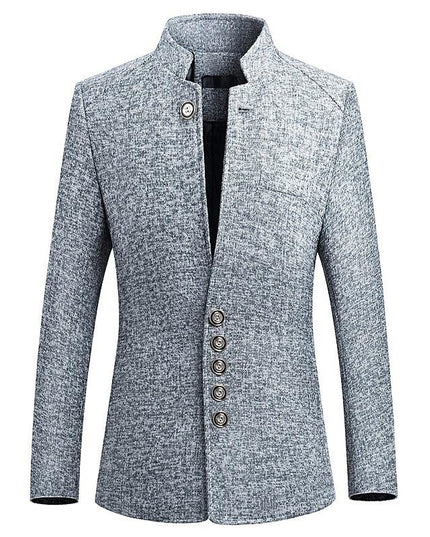Men’s Stand Collar Button-Front Blazer