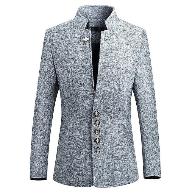 Men’s Stand Collar Button-Front Blazer