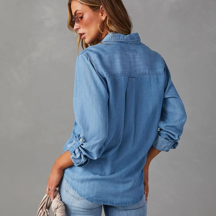 Mira | Long Sleeve Denim Shirt with Button Front