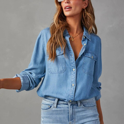 Mira | Long Sleeve Denim Shirt with Button Front