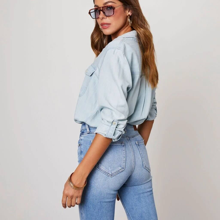 Mira | Long Sleeve Denim Shirt with Button Front