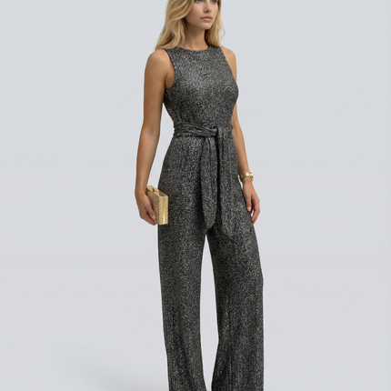 Celeste | Sleeveless Sequin Jumpsuit with Open Back