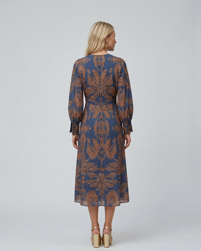 Mirella | Printed Midi Dress with Tie Waist