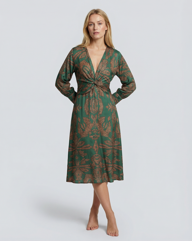 Mirella | Printed Midi Dress with Tie Waist