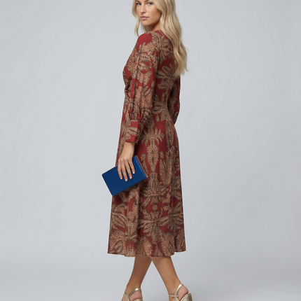 Mirella | Printed Midi Dress with Tie Waist