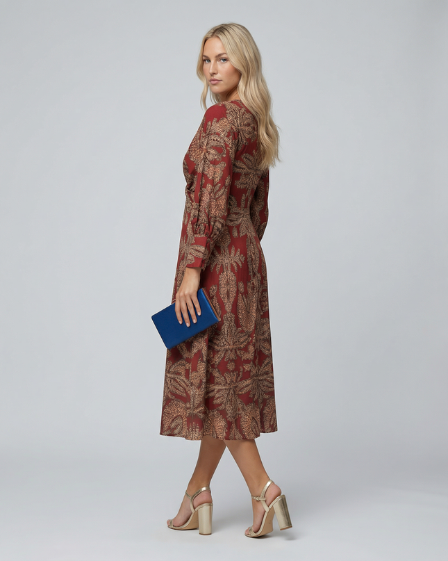 Mirella | Printed Midi Dress with Tie Waist