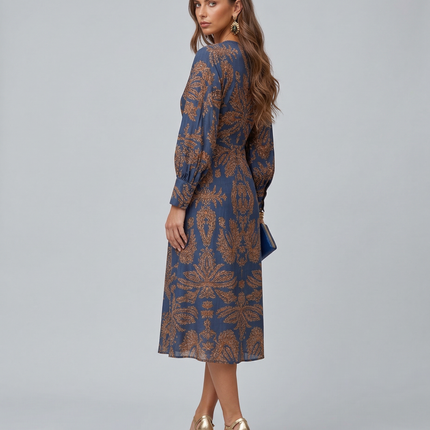 Mirella | Printed Midi Dress with Tie Waist