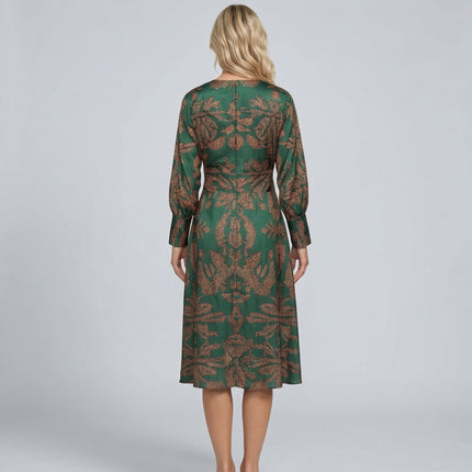Mirella | Printed Midi Dress with Tie Waist