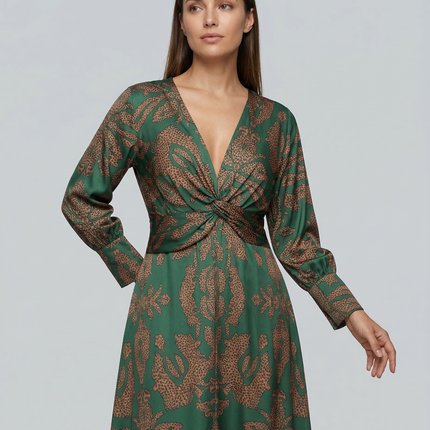 Mirella | Printed Midi Dress with Tie Waist