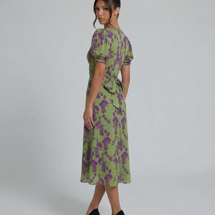 Virelle | Printed Midi Dress with Puff Sleeves