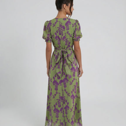 Virelle | Printed Midi Dress with Puff Sleeves