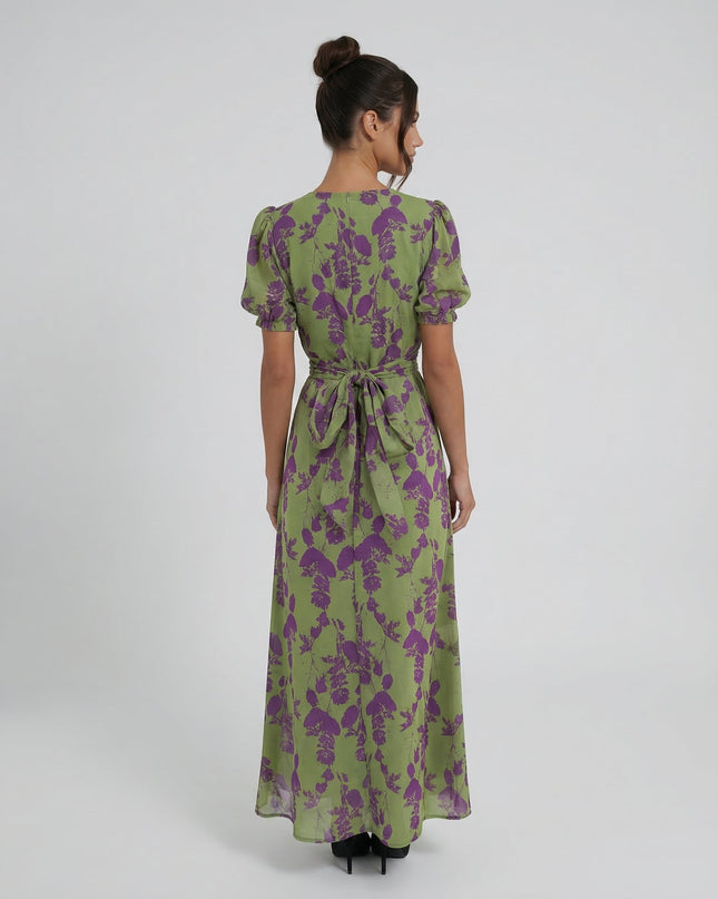 Virelle | Printed Midi Dress with Puff Sleeves