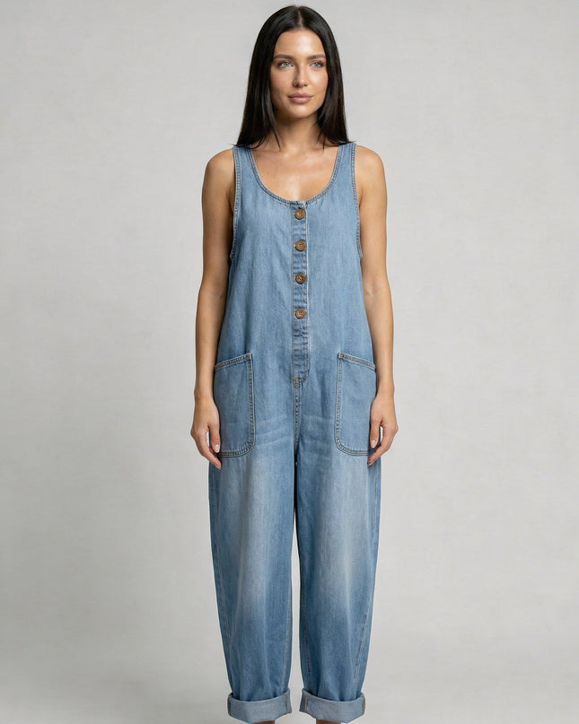 Abigail | Denim Jumpsuit with Button Front