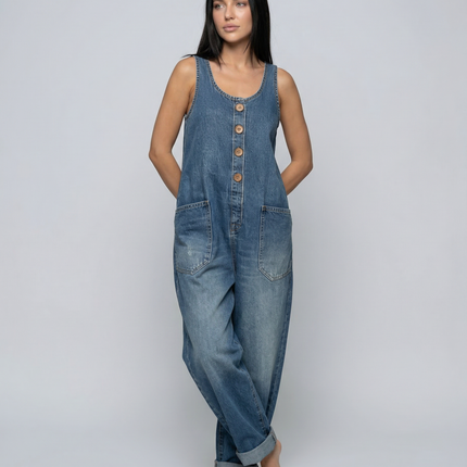 Abigail | Denim Jumpsuit with Button Front