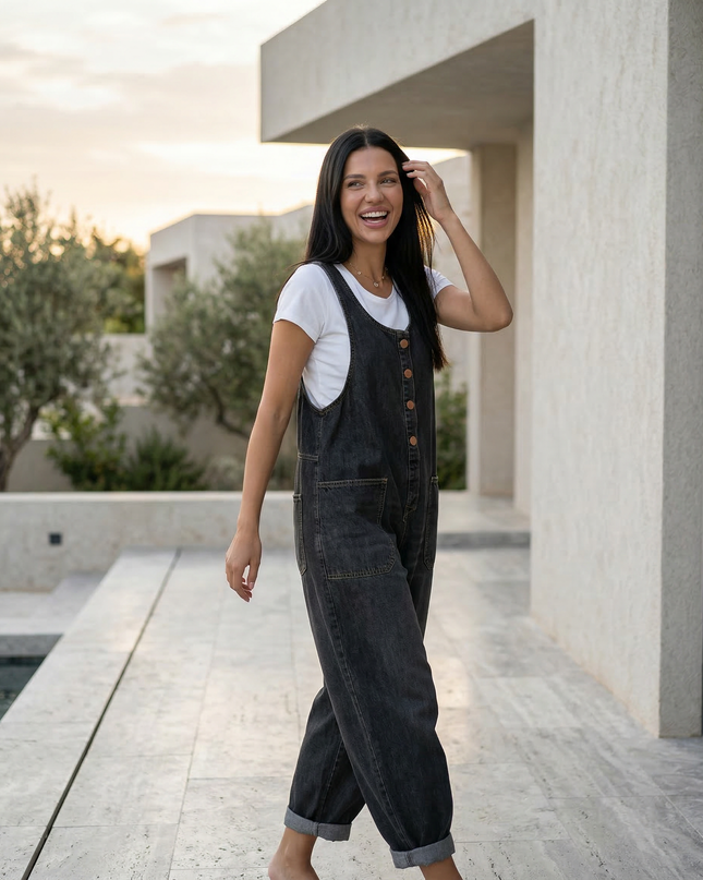 Abigail | Denim Jumpsuit with Button Front
