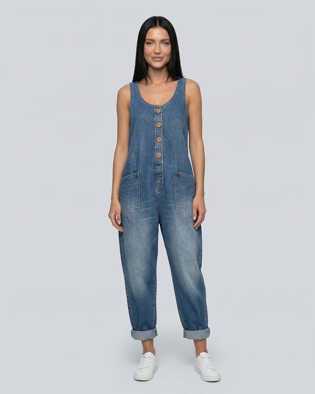 Abigail | Denim Jumpsuit with Button Front