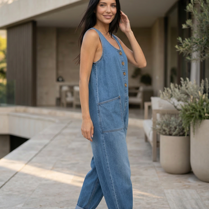 Abigail | Denim Jumpsuit with Button Front