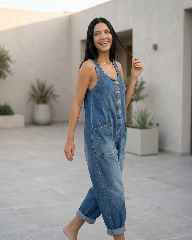 Abigail | Denim Jumpsuit with Button Front