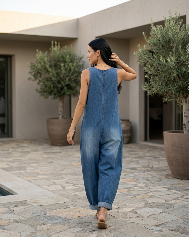 Abigail | Denim Jumpsuit with Button Front