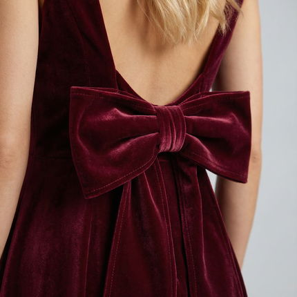 Vivienne | Midi Dress with Open Back and Bow Detail