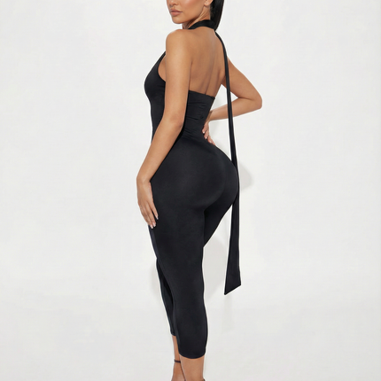 Kristie | Halter Neck Jumpsuit with Scarf Detail
