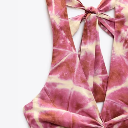 Brooklyn | Tie & Dye Draped Midi Dress with Front Knot