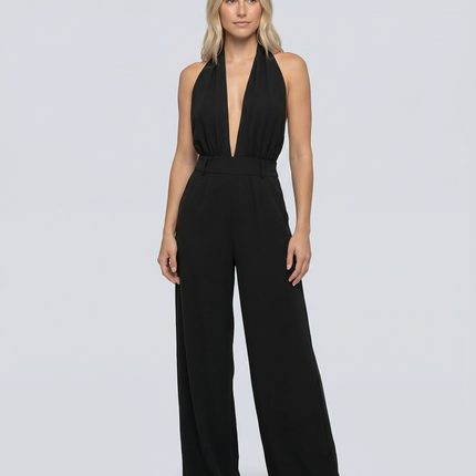 Isabella | V-Neck Ruched Wide-Leg Jumpsuit